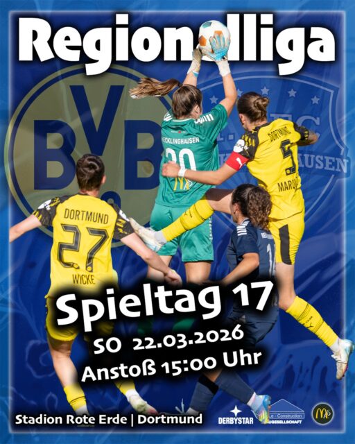 🖤💛 𝘽𝙑𝘽 𝙫𝙨. 𝙁𝙁𝘾 💙🤍
⏳ Spieltag 17 rückt näher
⚽️ Sonntag, 22.03.2026
⏰ Anstoß 15:00 Uhr
🏟️ Rote Erde (Strobelallee/DO)
Unsere Frauen zu Gast bei den @bvb09frauen , aktuell Tabellenzweiter.
Schon das erste Nachbarschaftsduell zwischen den Teams fand im großen Rund statt, aufgrund einer Parallelveranstaltung musste der FFC das Heimspiel im September 2025 im Stimberg-Stadion (Erkenschwick) ausrichten.
Nun geht es ins #Stadion Rote Erde, wo der FFC den Favoriten fordern möchte.
Unser Cheftrainer Björn Sobotzki schaut zuversichtlich auf die Partie. Die Winterpause und das erste Pflichtspiel am vergangenen Wochenende gegen Deutz 05 verliefen allesamt erfolgreich.
⏩️ Liebe #Fans des FFC 💙🤍 kommt vorbei und unterstützt unsere Mädels, sie brauchen euch 👏👏👏
👉 𝙏𝙞𝙘𝙠𝙚𝙩𝙨 im BVB-Ticket-Onlineshop
👉 𝙇𝙞𝙣𝙠 𝙞𝙣 𝙙𝙚𝙧 𝘽𝙞𝙤 (𝙨.𝙤.)
@bele_construction_gmbh
@derbystar
@mcdonaldsde