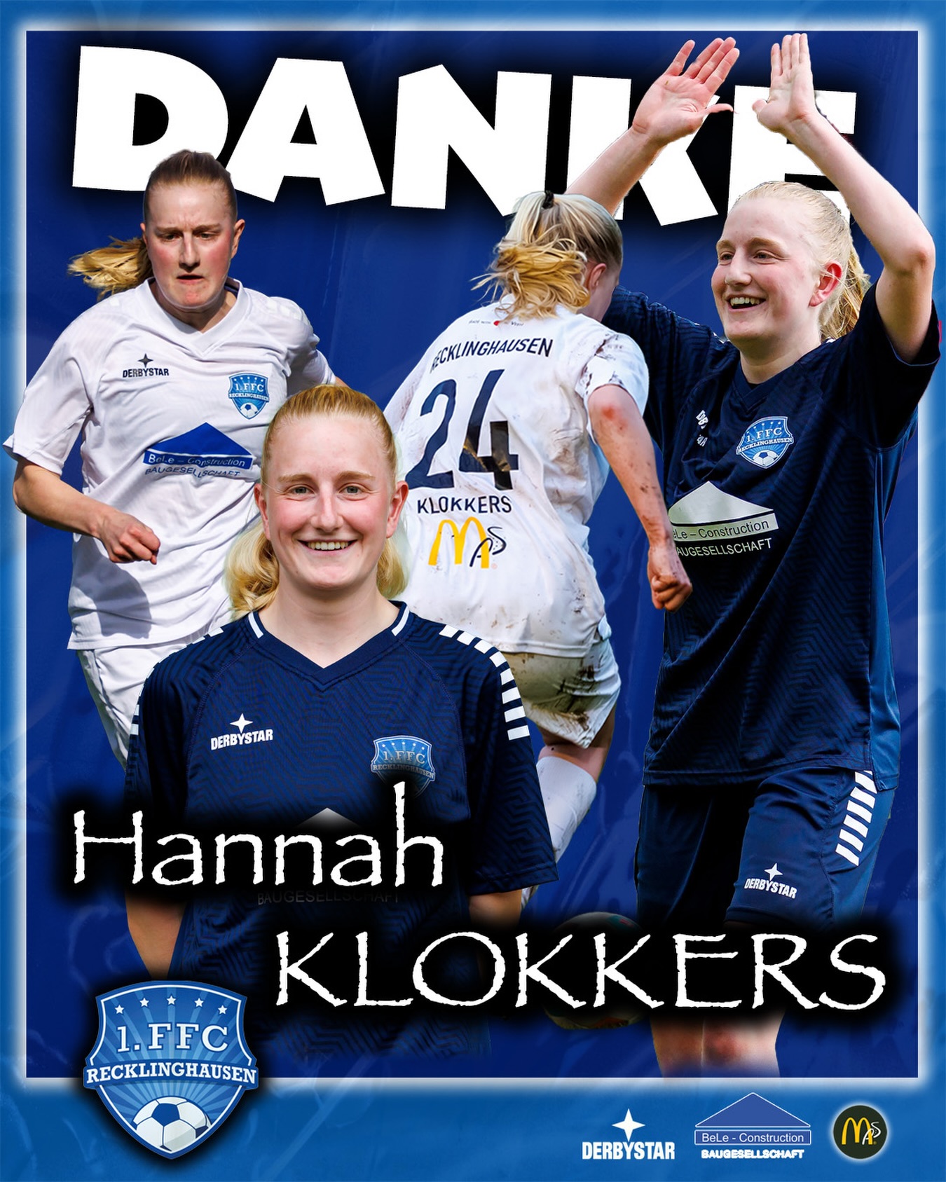 💙🤍 𝘿𝘼𝙉𝙆𝙀 𝘿𝙞𝙧 𝙃𝙖𝙣𝙣𝙖𝙝 ⚽️🥅🏆

... für die tolle Saison 25/26 im Dress unseres FFC. Wir wünschen Dir @hannah.klkkrs für deine nächste Station von 🫶 nur das Beste. 

🔙 Unvergessen das Spiel gegen die BVB-Frauen in Erkenschwick, als dein persönlicher Fanclub das Stadion gerockt hat 🥁🎉 

👋🏻 Dein 1. FFC Recklinghausen 💙🤍

📸 @ric.baumert