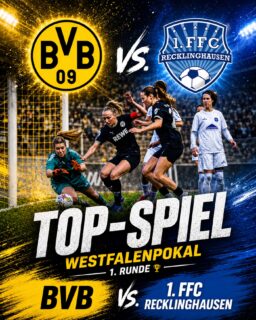 🏆 𝙒𝙚𝙨𝙩𝙛𝙖𝙡𝙚𝙣𝙥𝙤𝙠𝙖𝙡 🖤💛 #𝘽𝙑𝘽𝙁𝙁𝘾 💙🤍

😎 Topspiel … Hammerlos … Knallerspiel 

Der Westfalenpokal 26/27 beschert unseren Frauen direkt im ersten Pflichtspiel das absolute Topspiel.

Im August dürfen wir 💙🤍 bei den @bvb09frauen mit ihrem neuen Kader rund um @alex.popp11 in der Roten Erde antreten.

Eine größere #Motivation für die aktuelle Saisonvorbereitung kann es doch nicht geben … Fussballfreude pur … auf geht’s Mädels 🏃‍♀️🏃🏻‍♀️‍➡️🏃‍♀️

Weitere Infos zum Spiel folgen … 😃